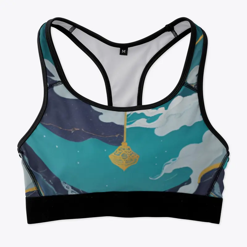 Teal Clouds Sports Bra