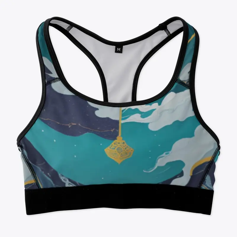 Teal Clouds Sports Bra